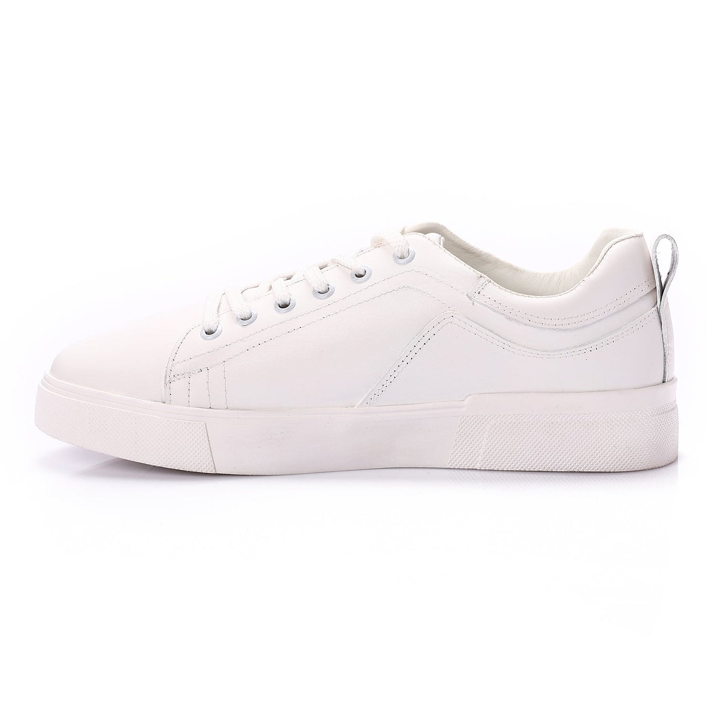 Faux Leather Low-Top Sneakers – White