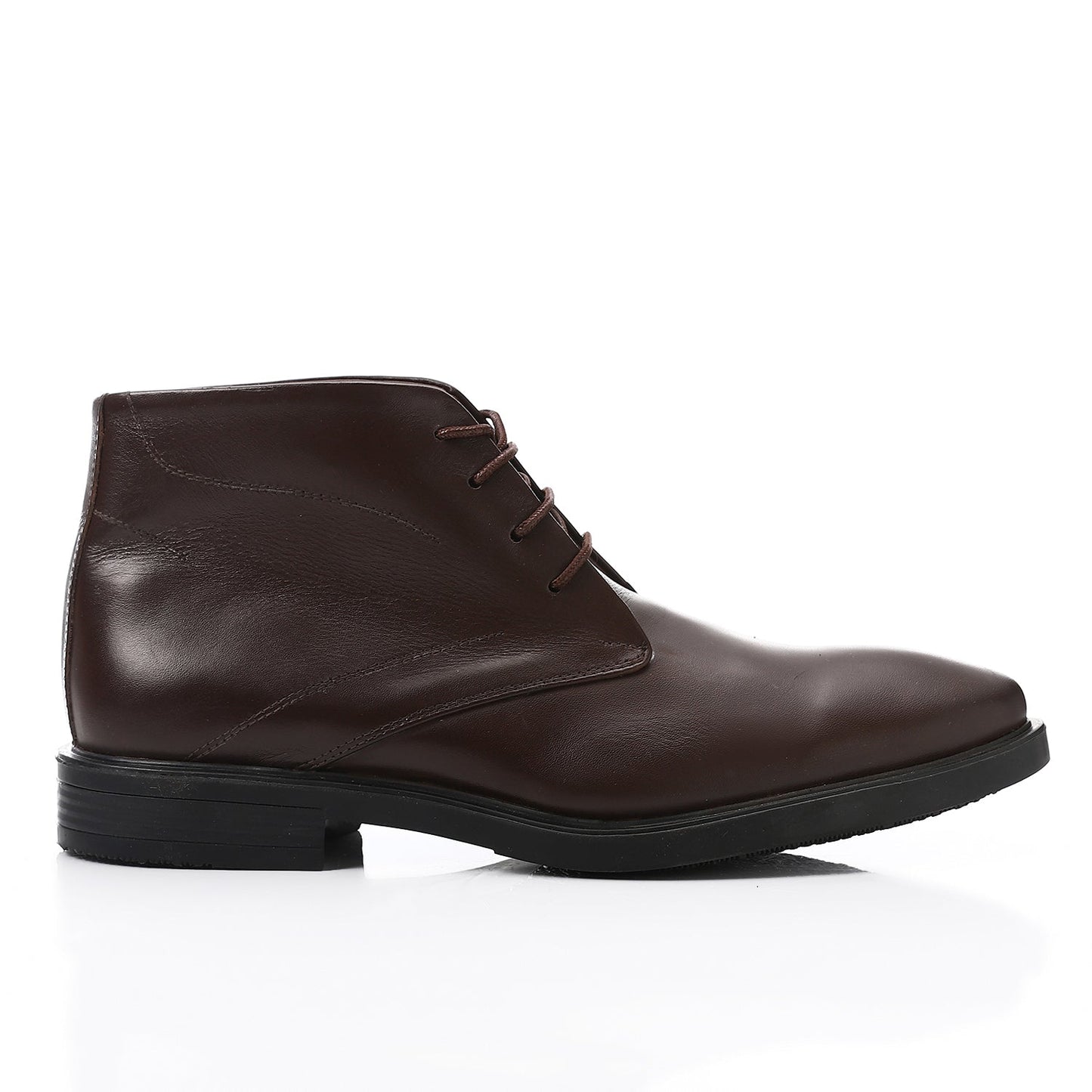 Round Toecap Shape Slip On Leather Shoes Brown