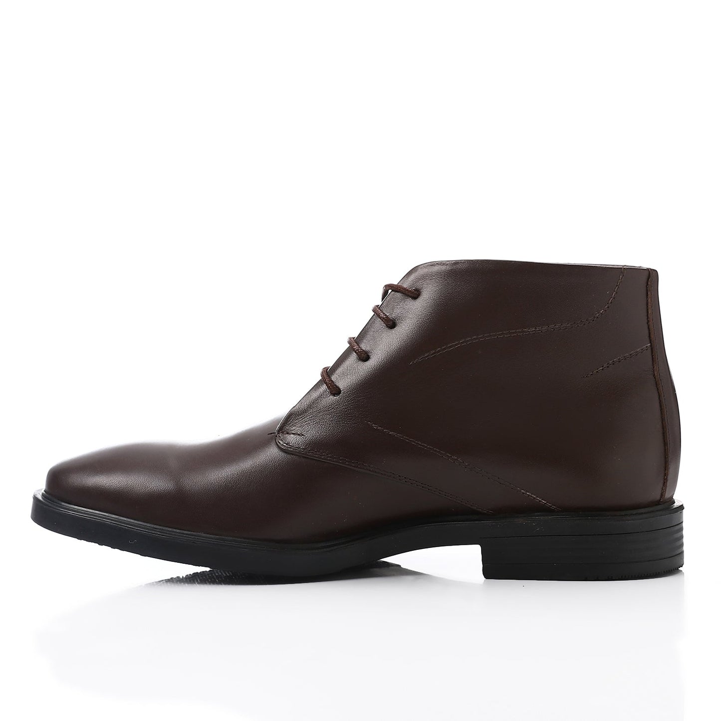 Round Toecap Shape Slip On Leather Shoes Brown