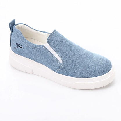 Leather Plain Slip-On Sneakers – Light Blue