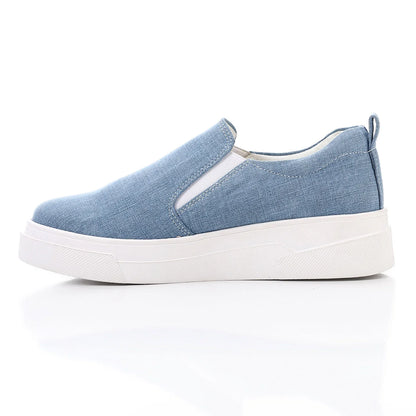 Leather Plain Slip-On Sneakers – Light Blue