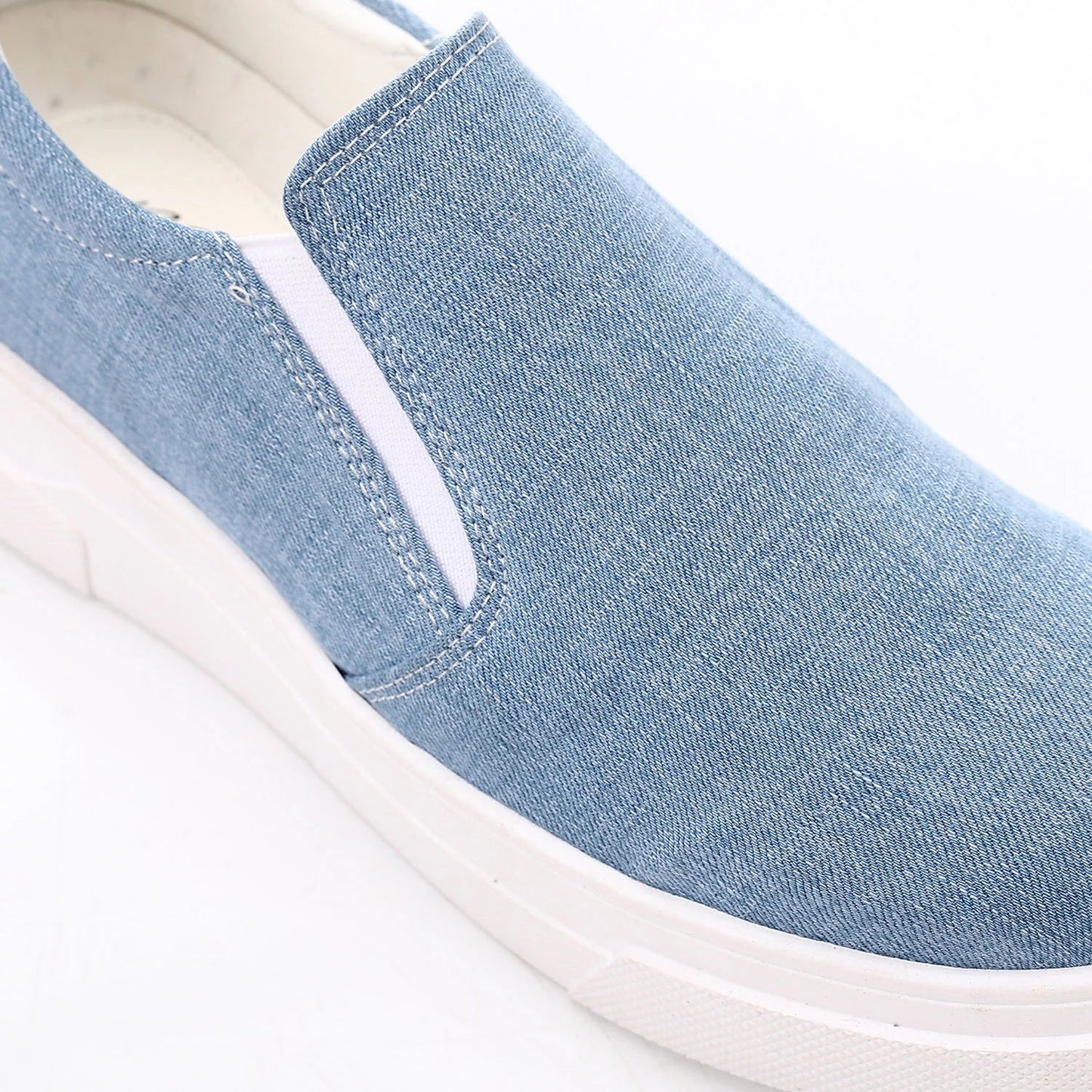 Leather Plain Slip-On Sneakers – Light Blue