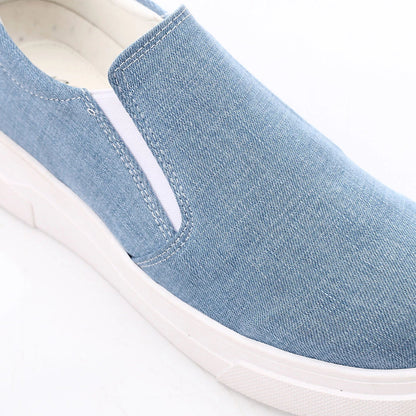 Leather Plain Slip-On Sneakers – Light Blue