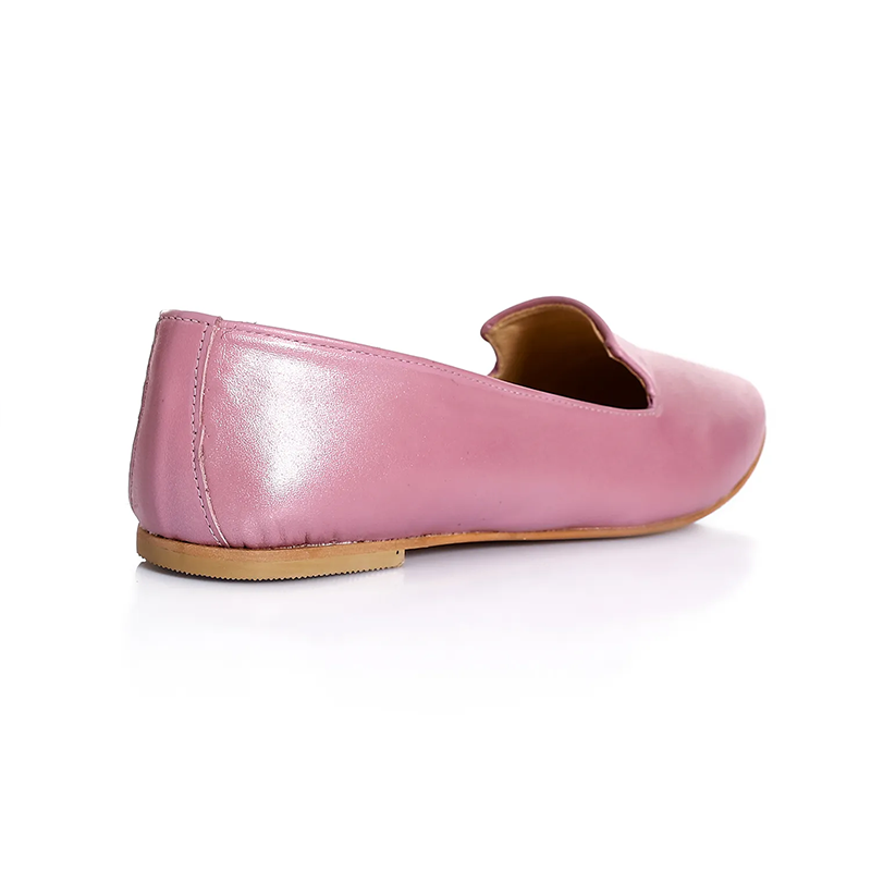 Leather Plain Slip-On Flats – Pink