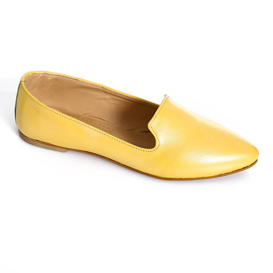 Leather Plain Slip-On Flats – Yellow