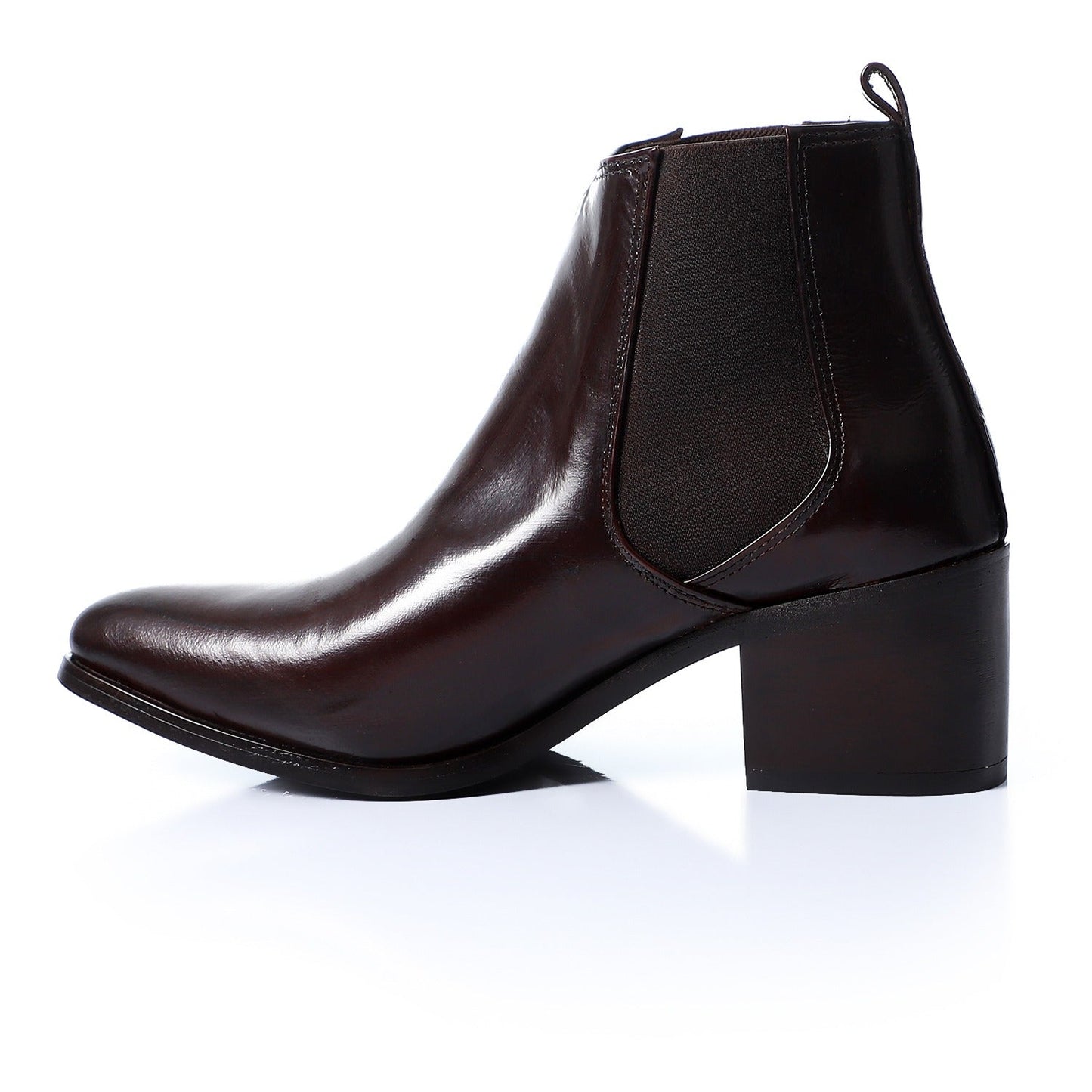 Synthetic Square-Toe Ankle Boots - Brown