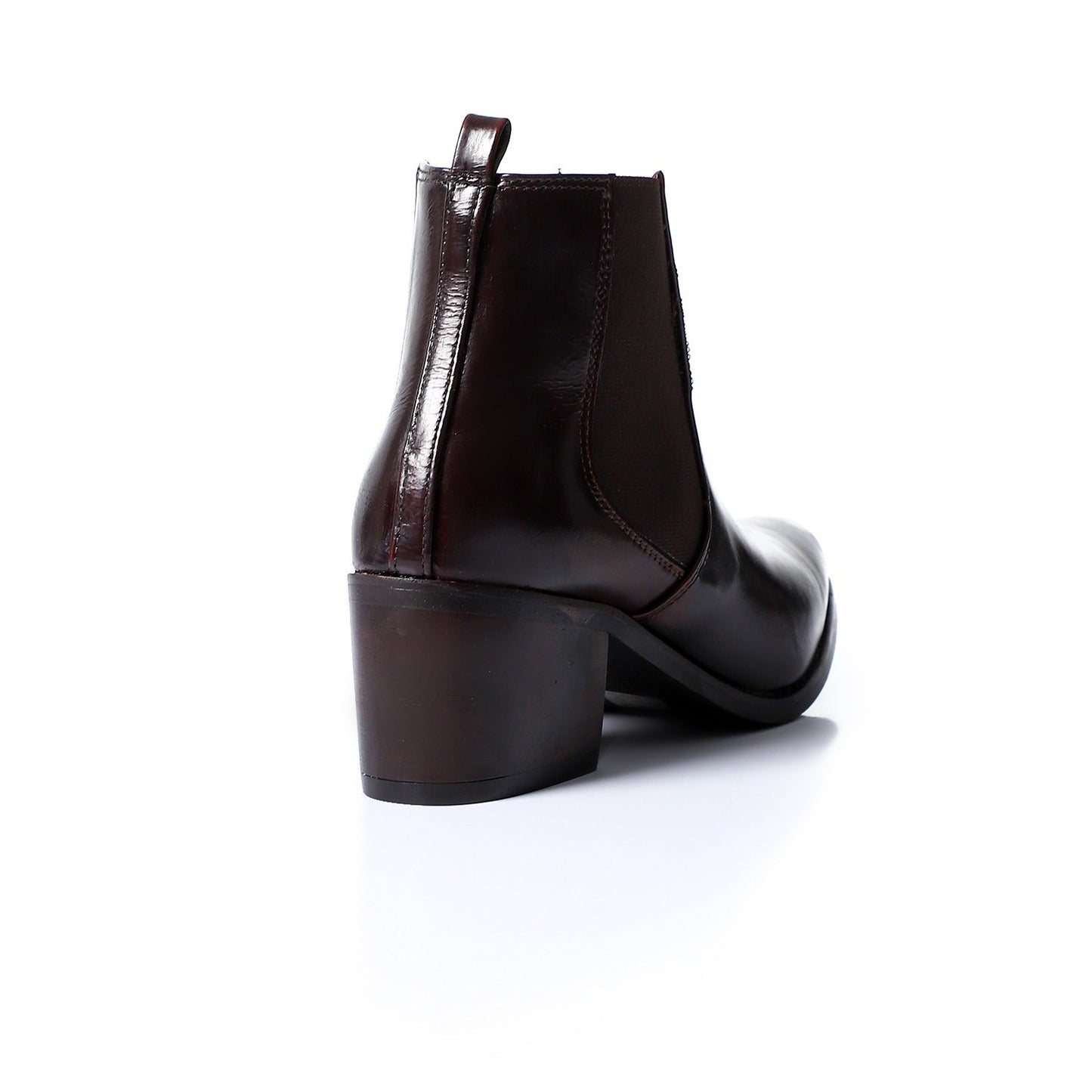 Synthetic Square-Toe Ankle Boots - Brown