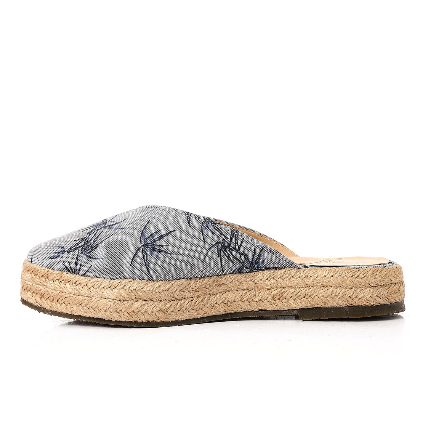 Canvas Printed Slip-On Mules - Grey
