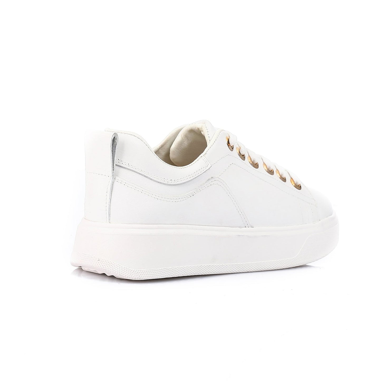 Faux Leather Casual Sneakers - White