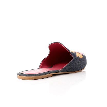 Canvas Embroidered Pointed Toe Mules – Multicolor