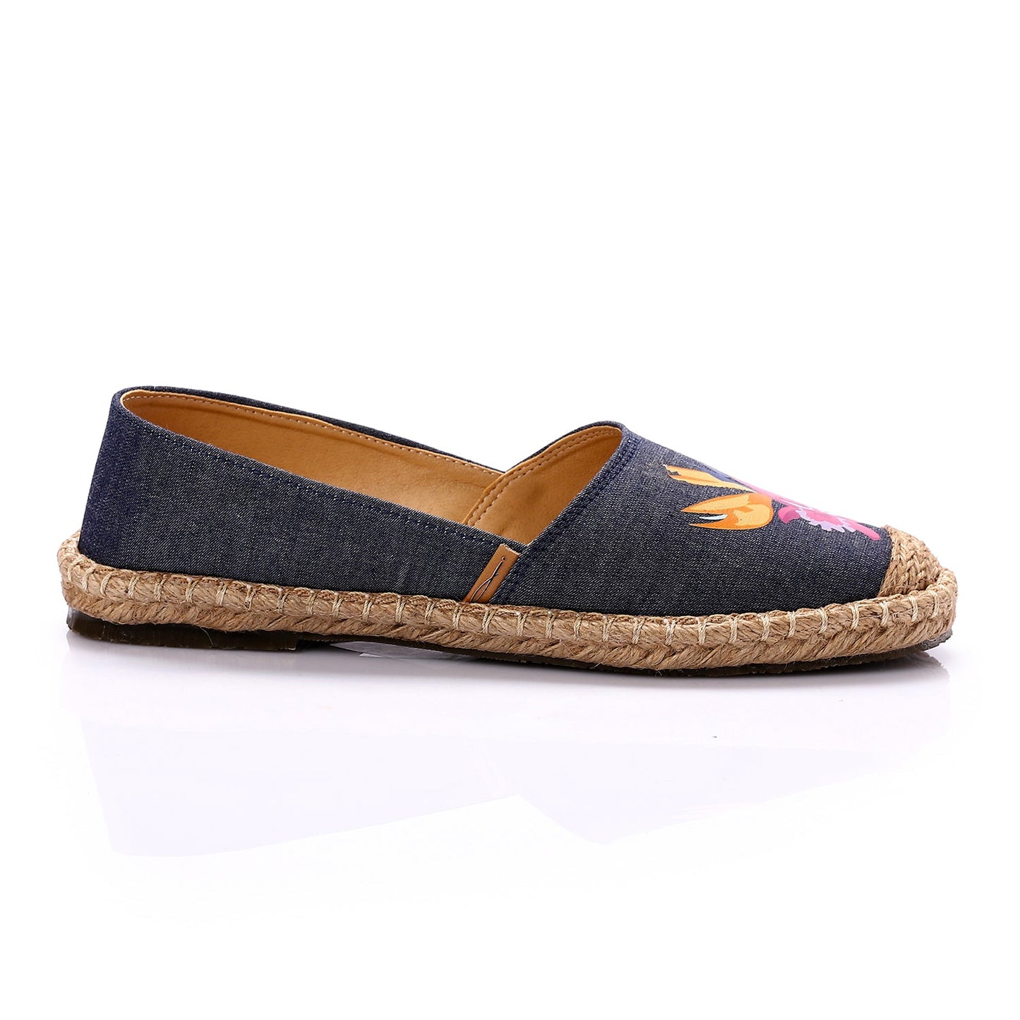 Textile & Straw Espadrille Flats – Navy
