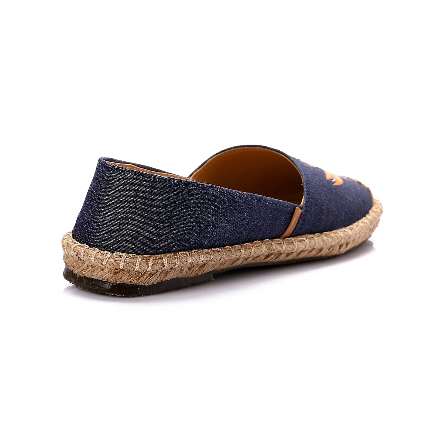 Textile & Straw Espadrille Flats – Navy