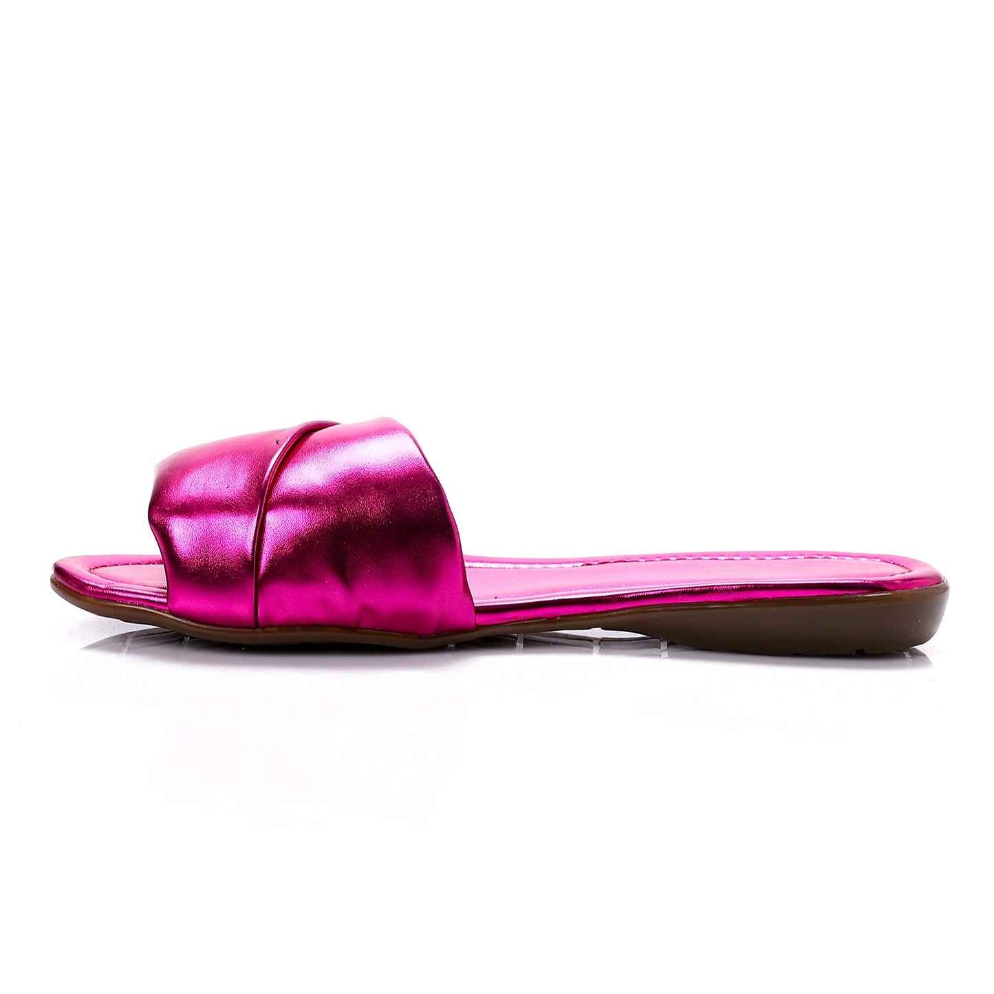Faux Leather Slip-On Sandals - Fuchsia