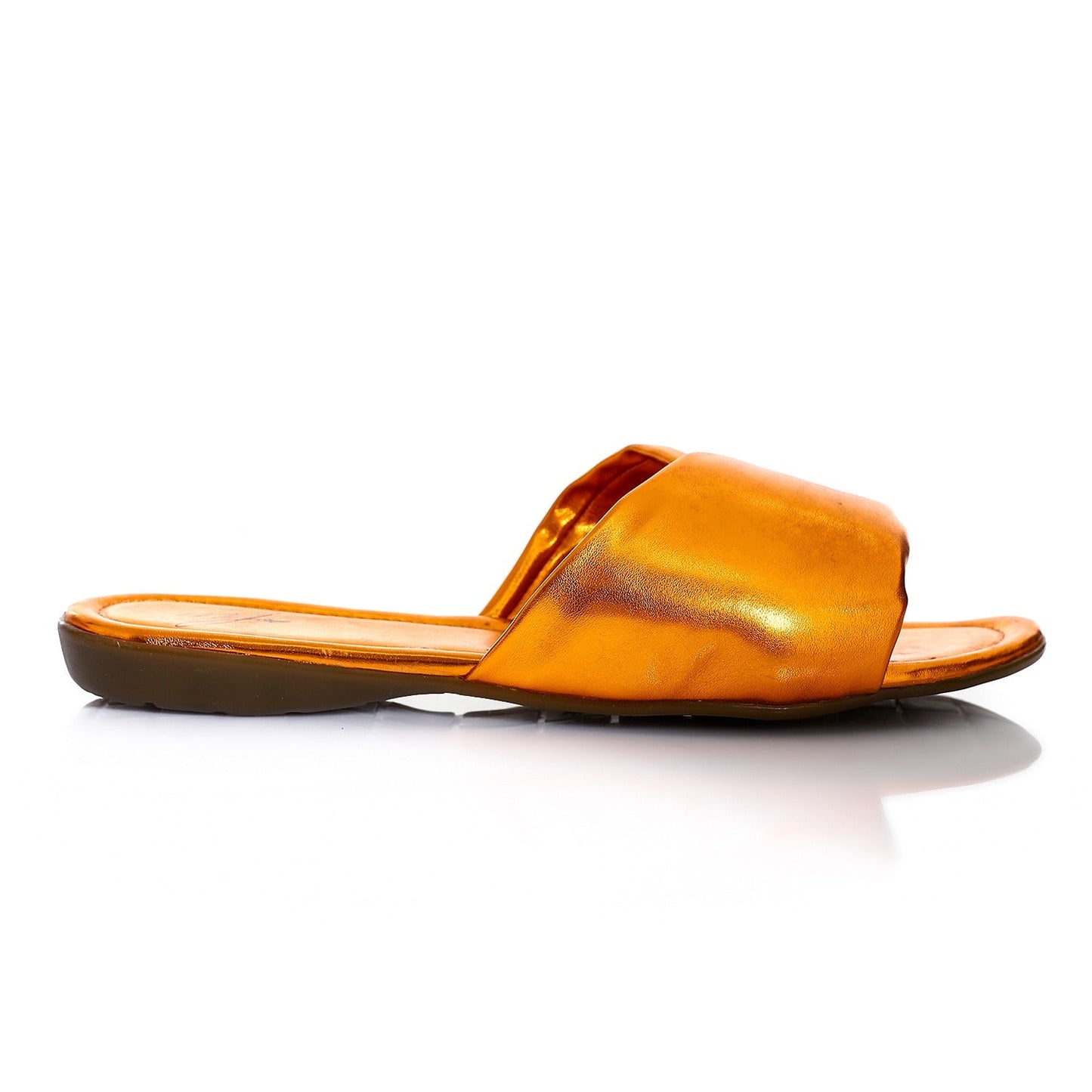 Faux Leather Slip-On Sandals - Orange
