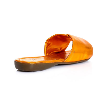 Faux Leather Slip-On Sandals - Orange