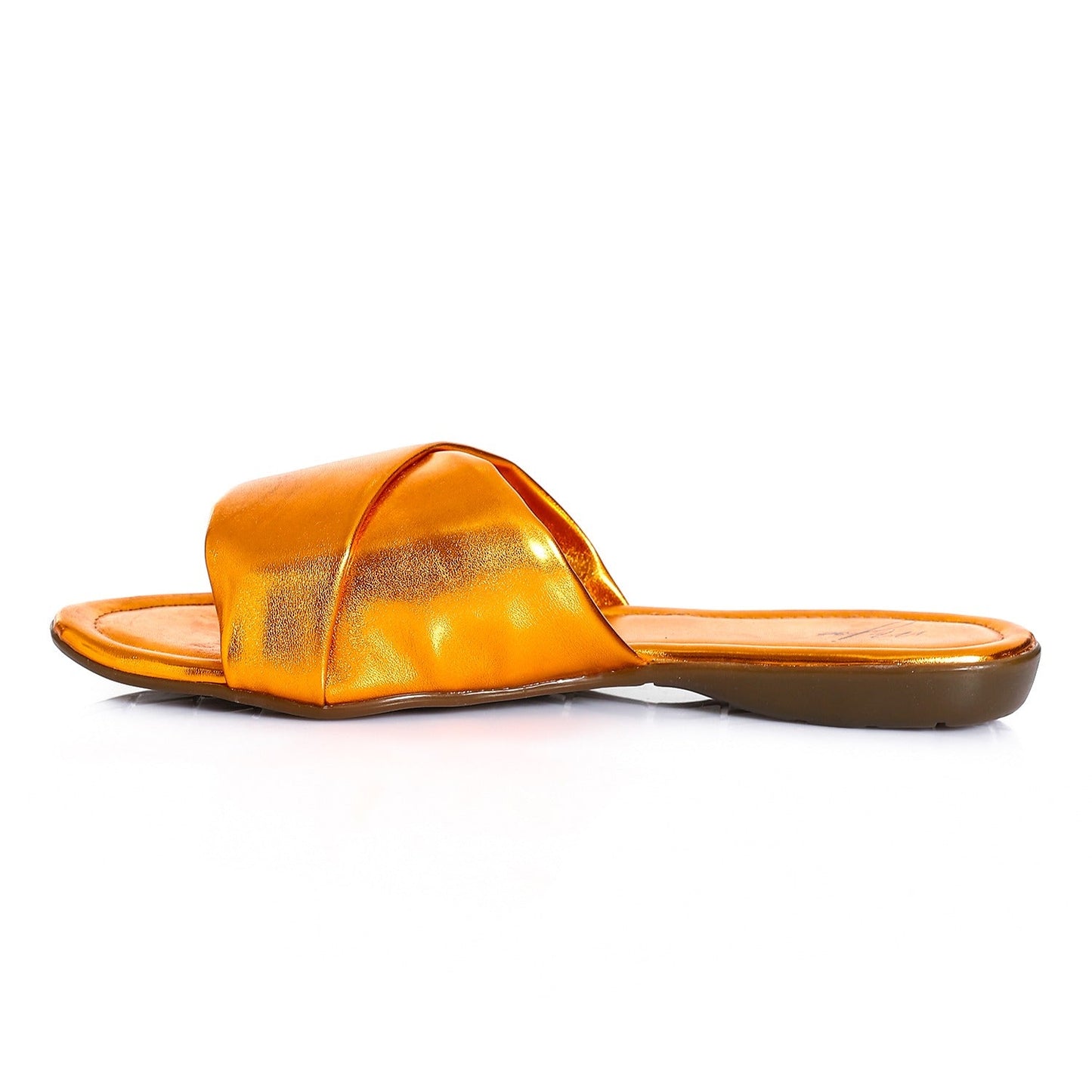 Faux Leather Slip-On Sandals - Orange