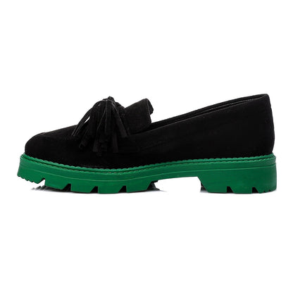 Leather Tassel Loafers - Black