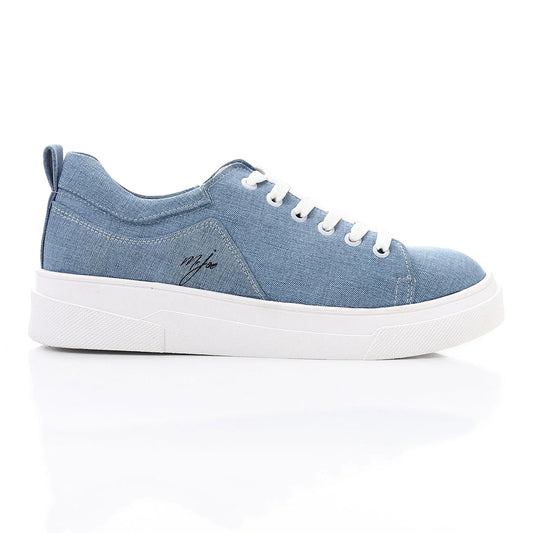 Denim Lace-Up Casual Sneakers – Light Blue