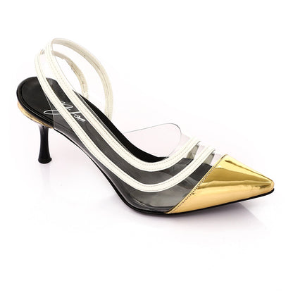 Faux Leather Pointed-Toe Slingback Heels – Multicolor