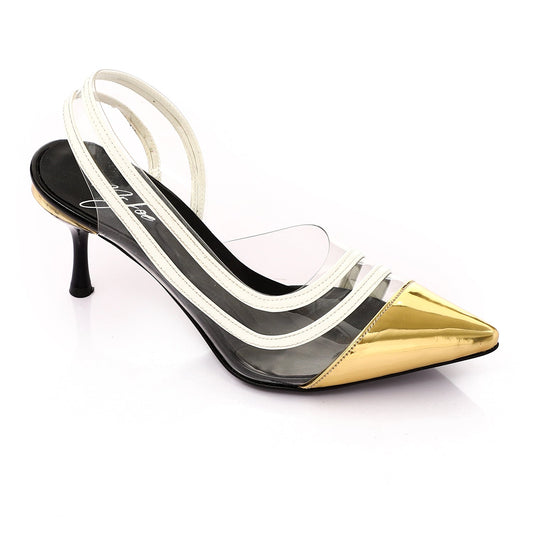 Faux Leather Pointed-Toe Slingback Heels – Multicolor