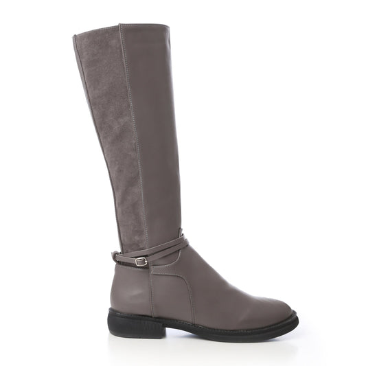 Suede Knee-High Boots – Grey