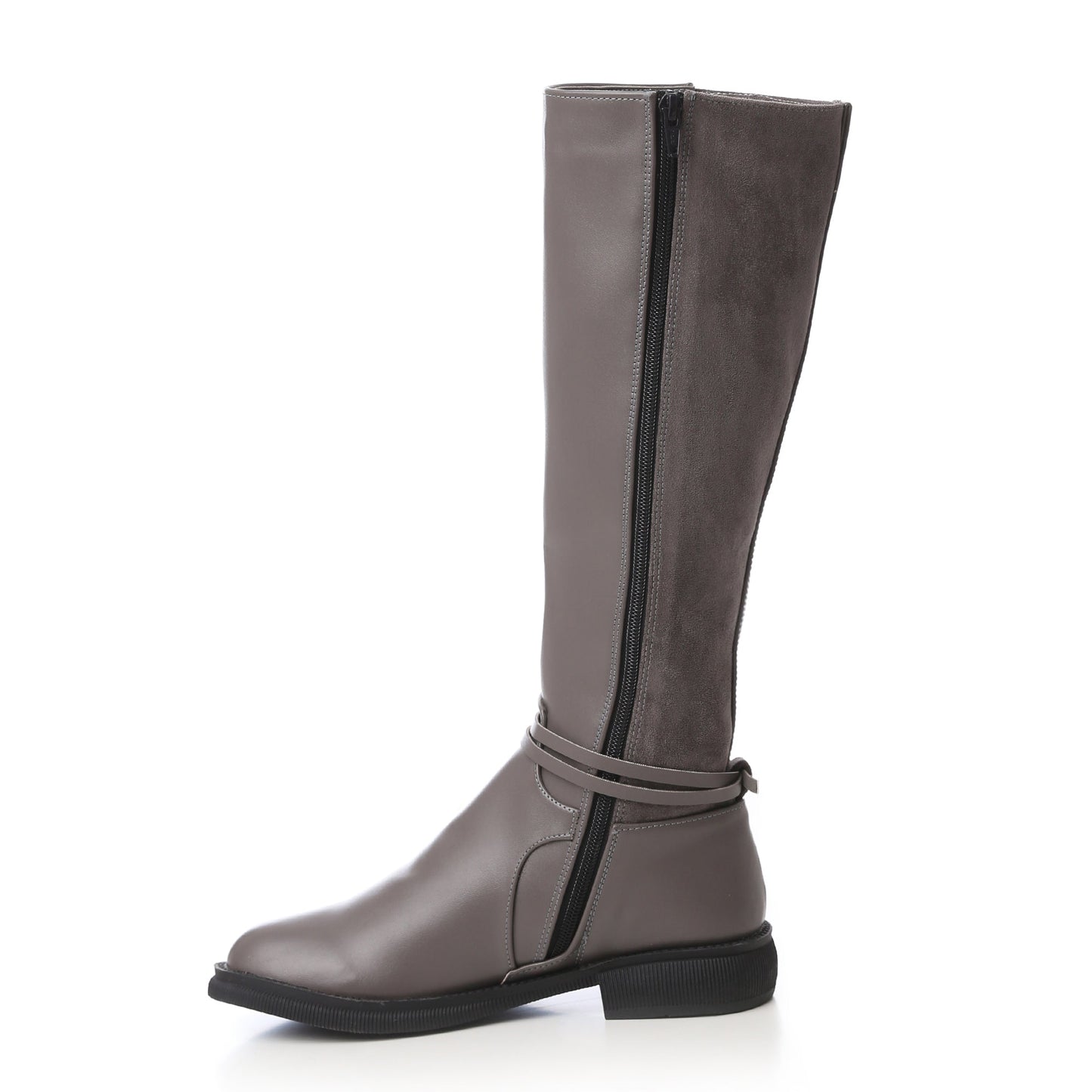 Suede Knee-High Boots – Grey