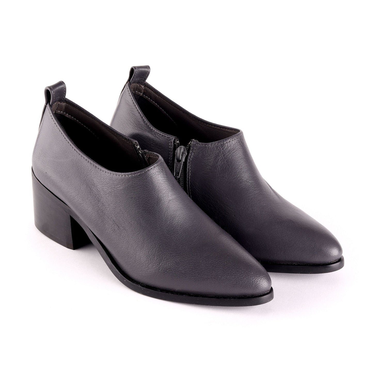 Leather Ankle Boots - Grey