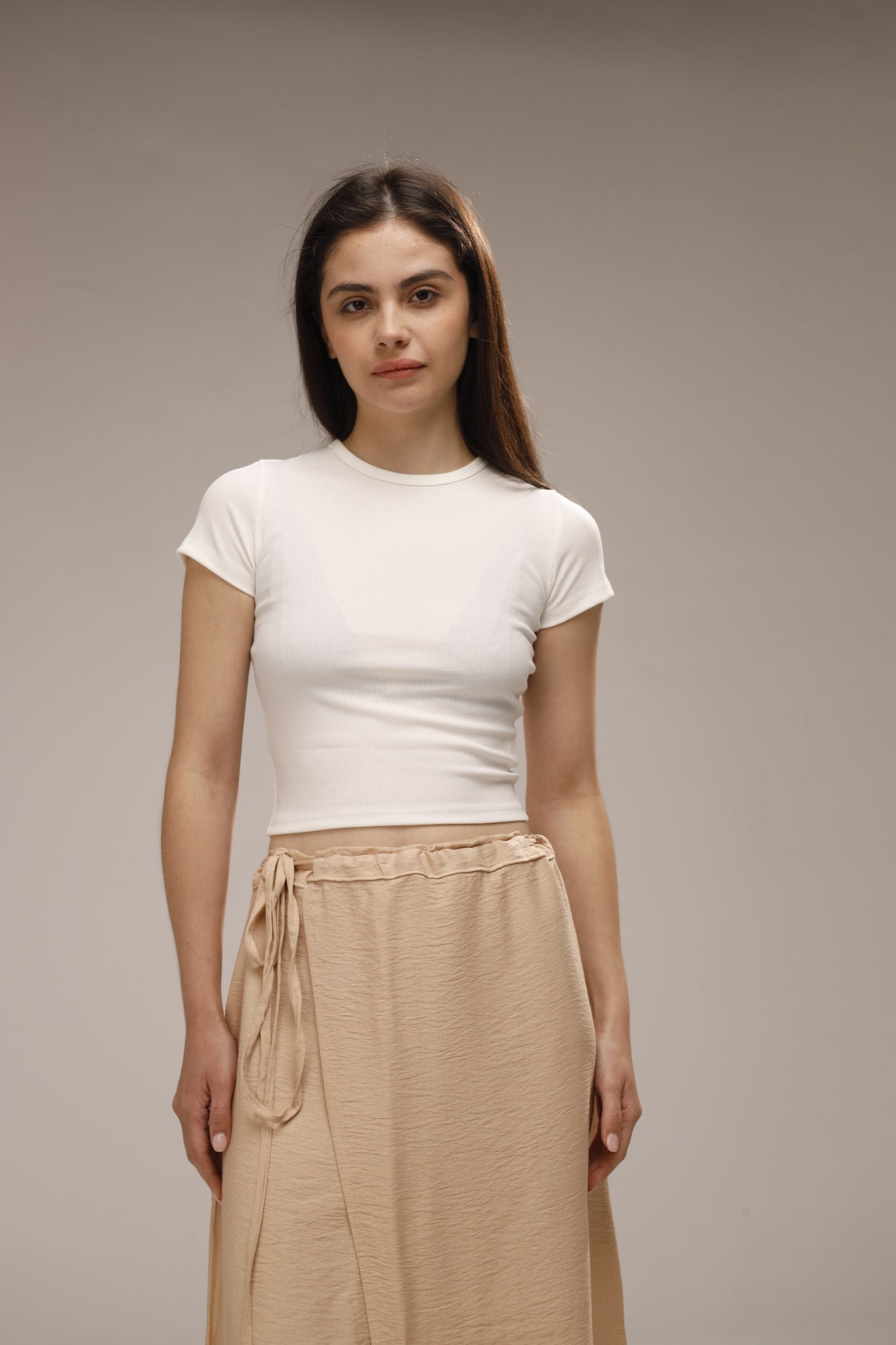 Linen Wrap Skirt - Beige