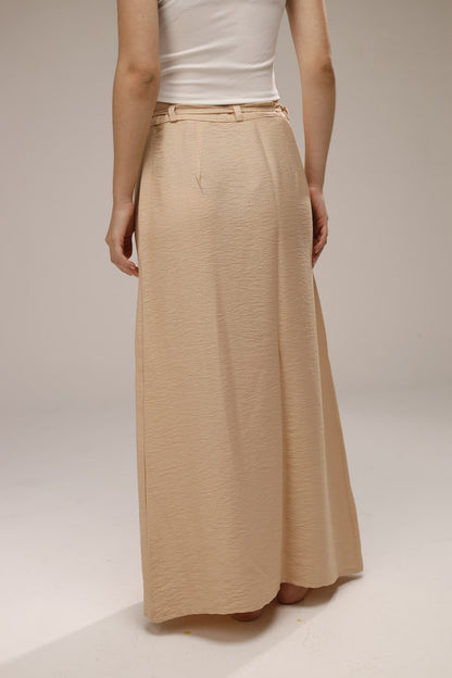Linen Wrap Skirt - Beige