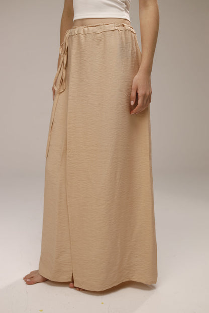Linen Wrap Skirt - Beige