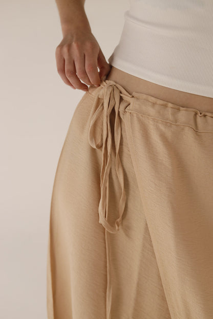 Linen Wrap Skirt - Beige