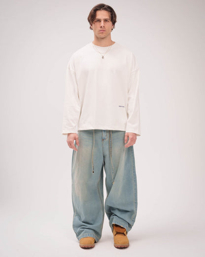 Unisex White Basic Long Sleeve