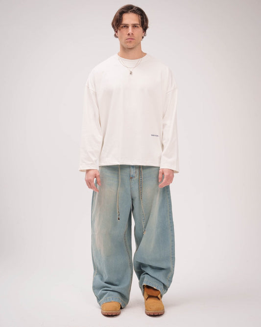 Unisex White Basic Long Sleeve