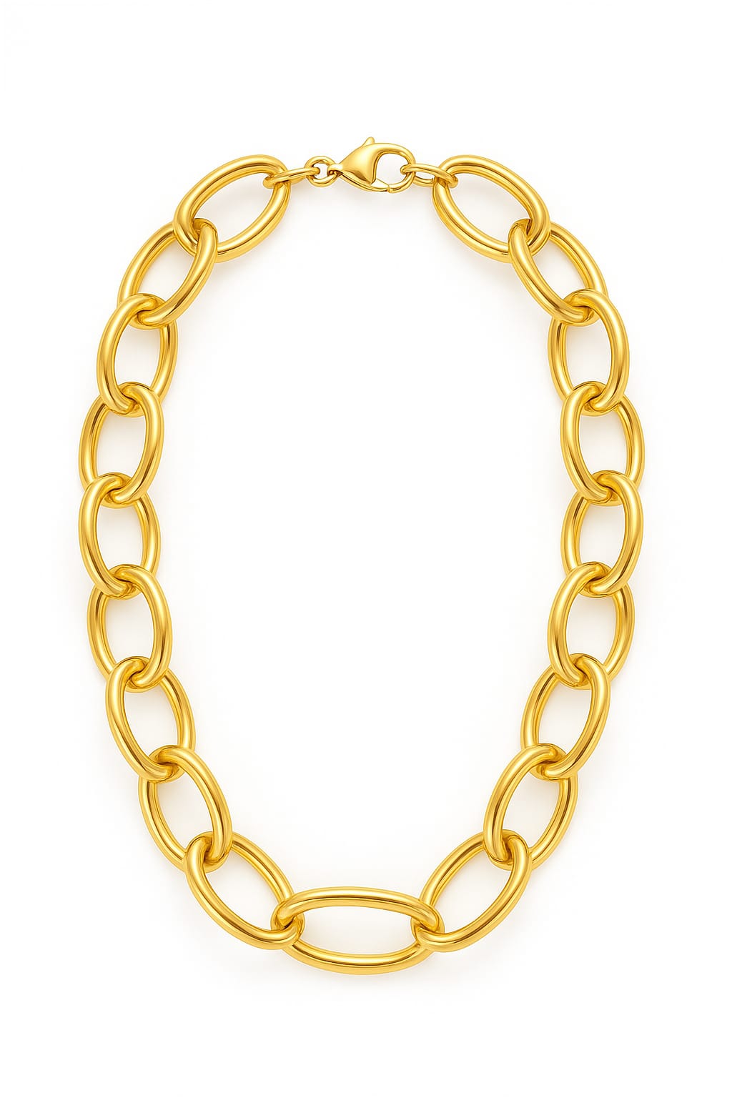 Zinc Alloy Interlocking Oval Link Chain Necklace – Gold