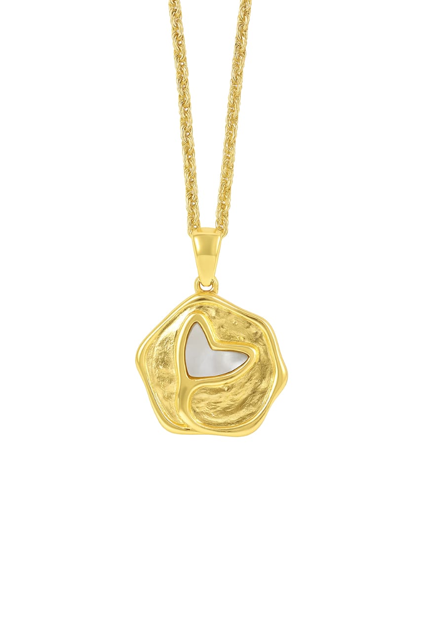 Stainless Steel Textured Heart Pendant Necklace – Gold