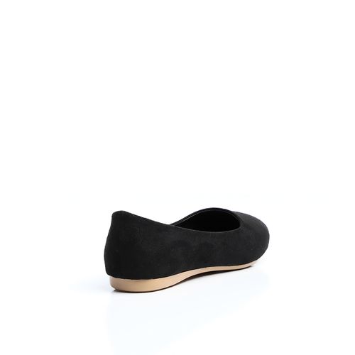 Faux Suede Ballet Flats - Black