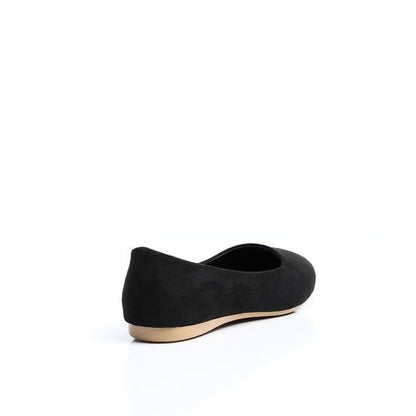 Faux Suede Ballet Flats - Black