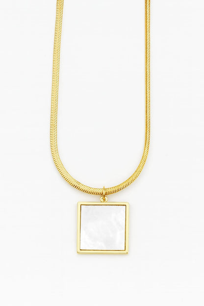 Stainless Steel Square Geometric Pendant Necklace – Gold
