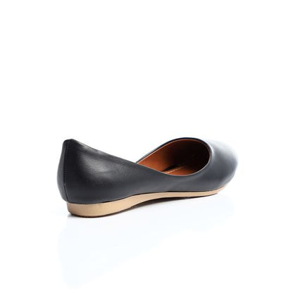 Faux Leather Ballet Flats – Black
