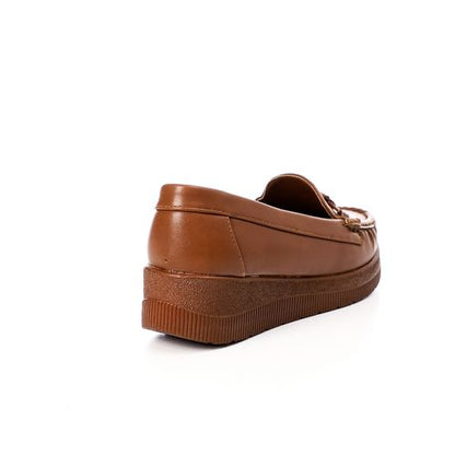 Faux Leather Platform Loafers – Tan