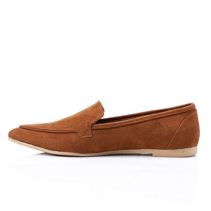 Suede Pointed Slip-On Loafers – Light Tan