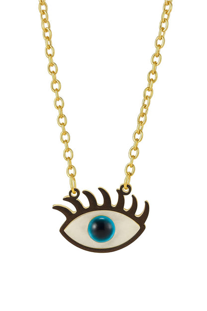 Stainless Steel Eye Pendant Necklace – Gold