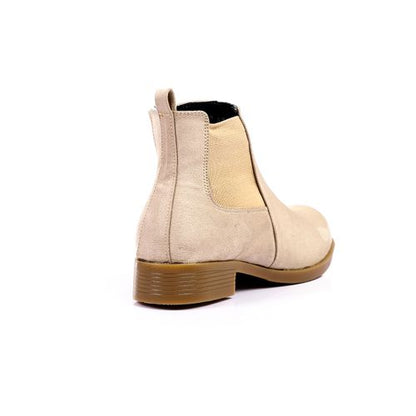 Leather Suede Chelsea Boots - Beige