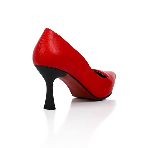 Faux Leather Pointed Toe Pumps – Red