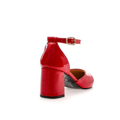 Fayx Leather Heeled Shoes - Red