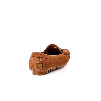 Suede Loafers with Metal Accent – Light Tan