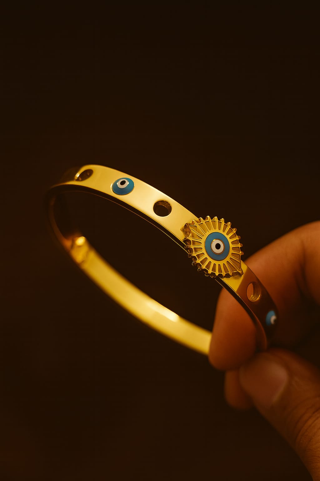 Stainless Steel Evil Eye Bracelet – Gold