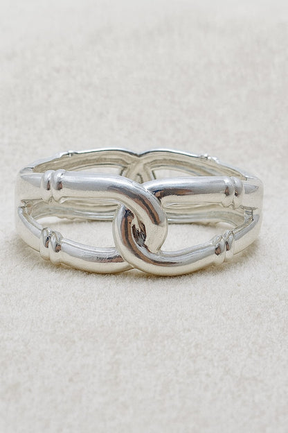 Plated Metal Interlocking Links Bracelet – Silver