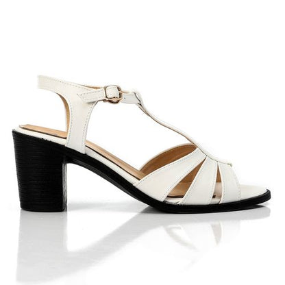 Faux Leather Cross Thong Sandal - White