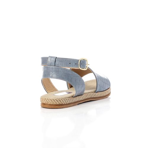 Faux Croc Espadrille Flat Sandal - Light Blue